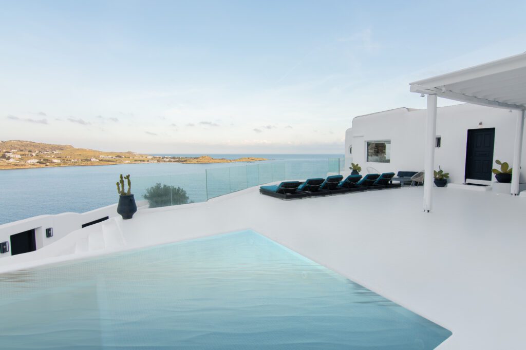 classy villa Mykonos aquablue - villas mykonos rent - pool