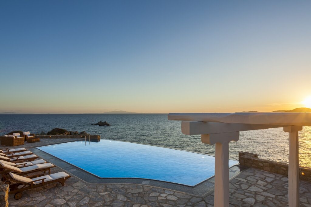 the mykonos villas - scorpios mykonos villa greece sunset 2