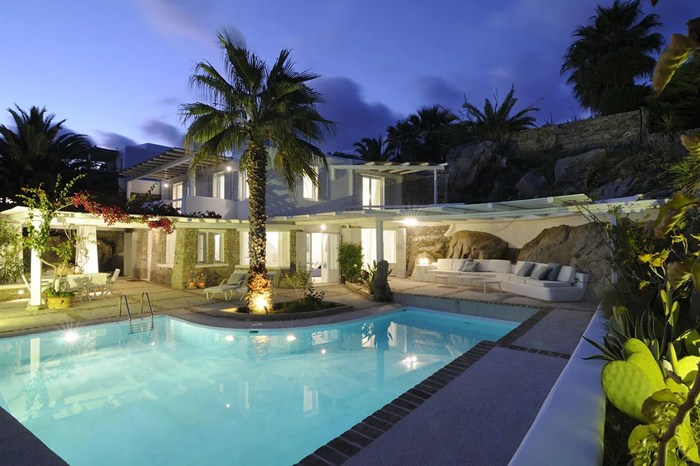 Greek Villa neon - villas mykonos rent - villa pool view